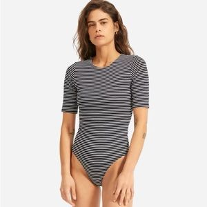 Everlane The Short-Sleeve Crew Neck Bodysuit - Stripe - M